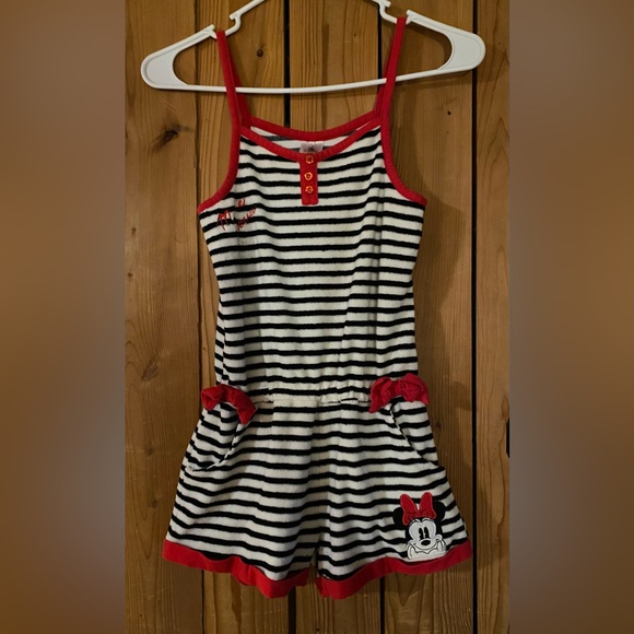 Disney Store Black and White Striped Romper with Red Details - Picture 1 of 6